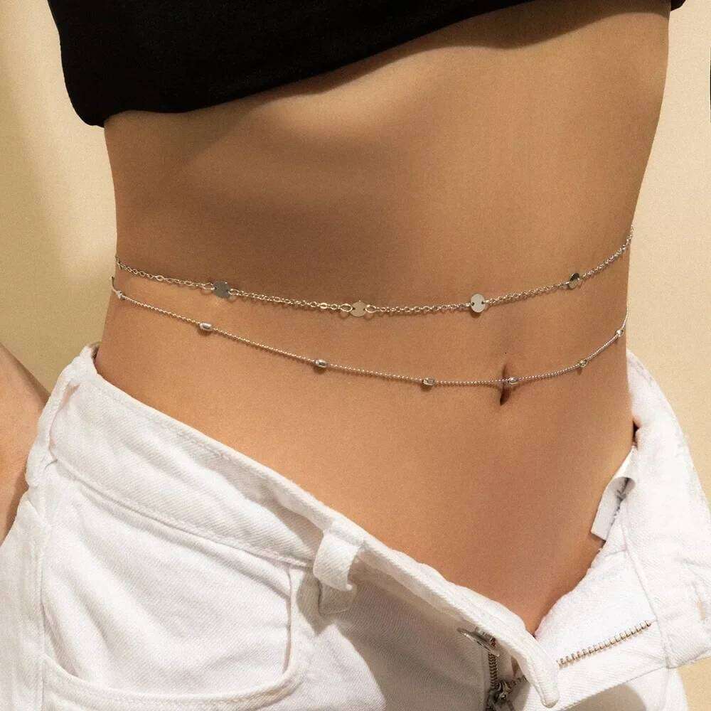 2024 Sexy Double Layer Waist Women Luxury Gold Color Stainless Steel Chain Summer Body Jewelry Accessories for Beach H260228