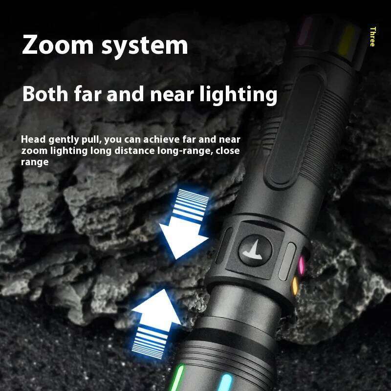 Powerful LED Flashlight Portable Zoomable Tactical Torch Waterproof Outdoor Hiking Emergency Fishing Camping Laser Flashlights Z260301