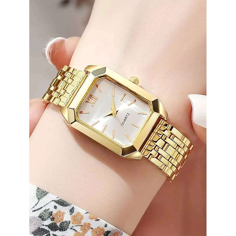 Ladies Quartz Set Square Steel Band Minimalist Design Birthday Gift Compact Jewelry Kit without Box H260228