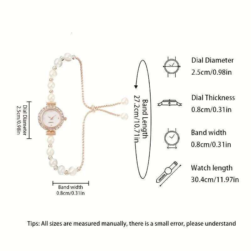 1/2PCS Elegant Rhinestone Women es Fashion Pearl Band Ladies Quartz WristReloj MujerWithout Box H260228