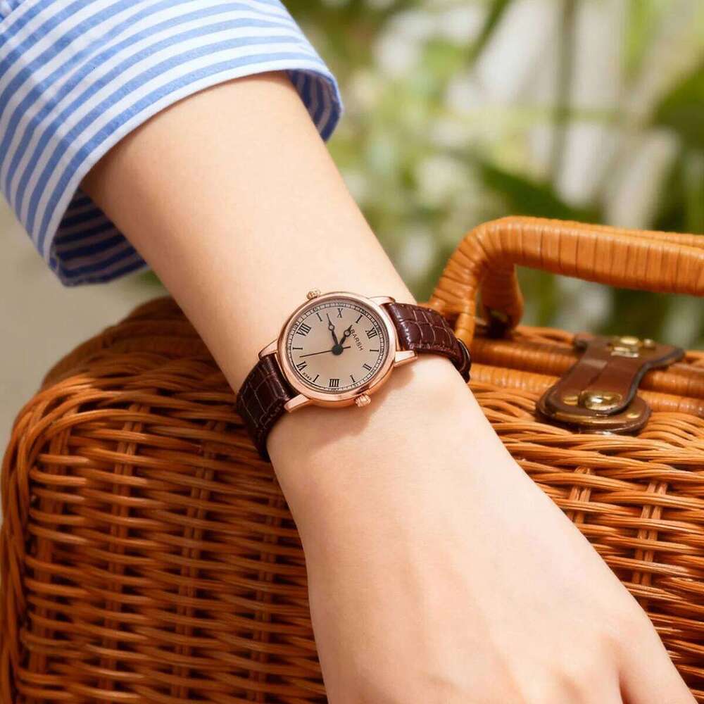 Fashion Retro Simple Leather with Round Dial Quartz Women, Suitable for Everyday Wear, Christmas Gift H260228