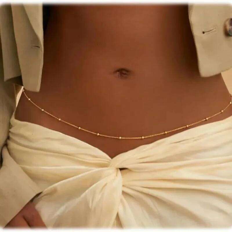 Fashion Metal Double Layered Beads Belly Chains for Women Simple Gold Color Waist Body Chain Beach Party Jewlery Accessories H260228