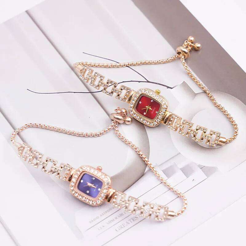 1pc-Adjustable Chain Square Small Women's Quartz Christmas, Valentine's Day Gift H260228