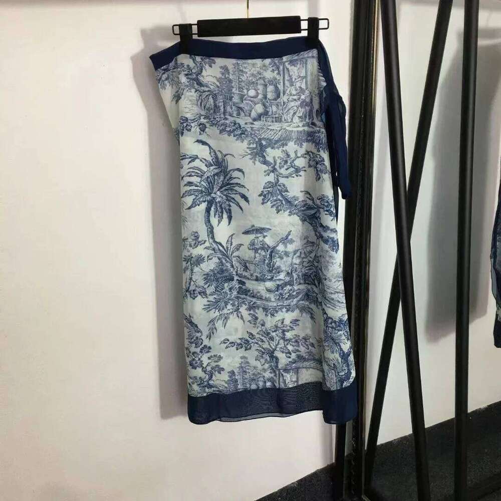 Luxury Women's Swimsuit Classic Blue Forest Print Strapless Swimwear Fashion Design Sexy Beach Bikini Skirt Sets Z260301