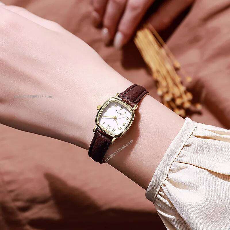 Square Belt Literary Retro Women's Korean Fashion Quartz es Versatile Daily Wristes Simple Reloj H260228