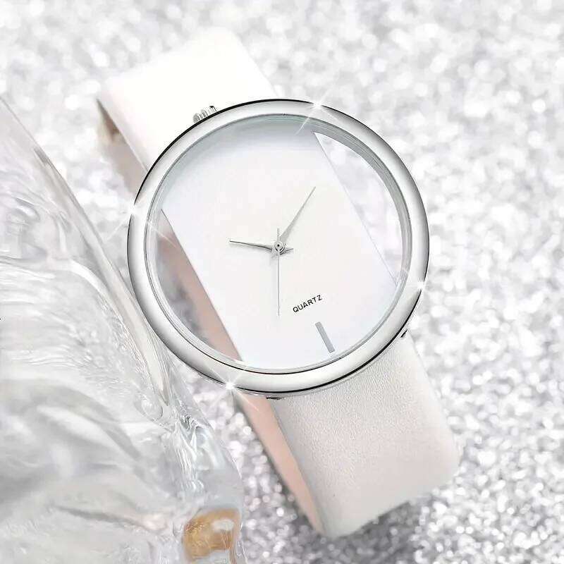 New 2pcs/set Women's Casual Hollow Out Quartz Analog PU Leather Wrist & Butterfly Set Gift H260228