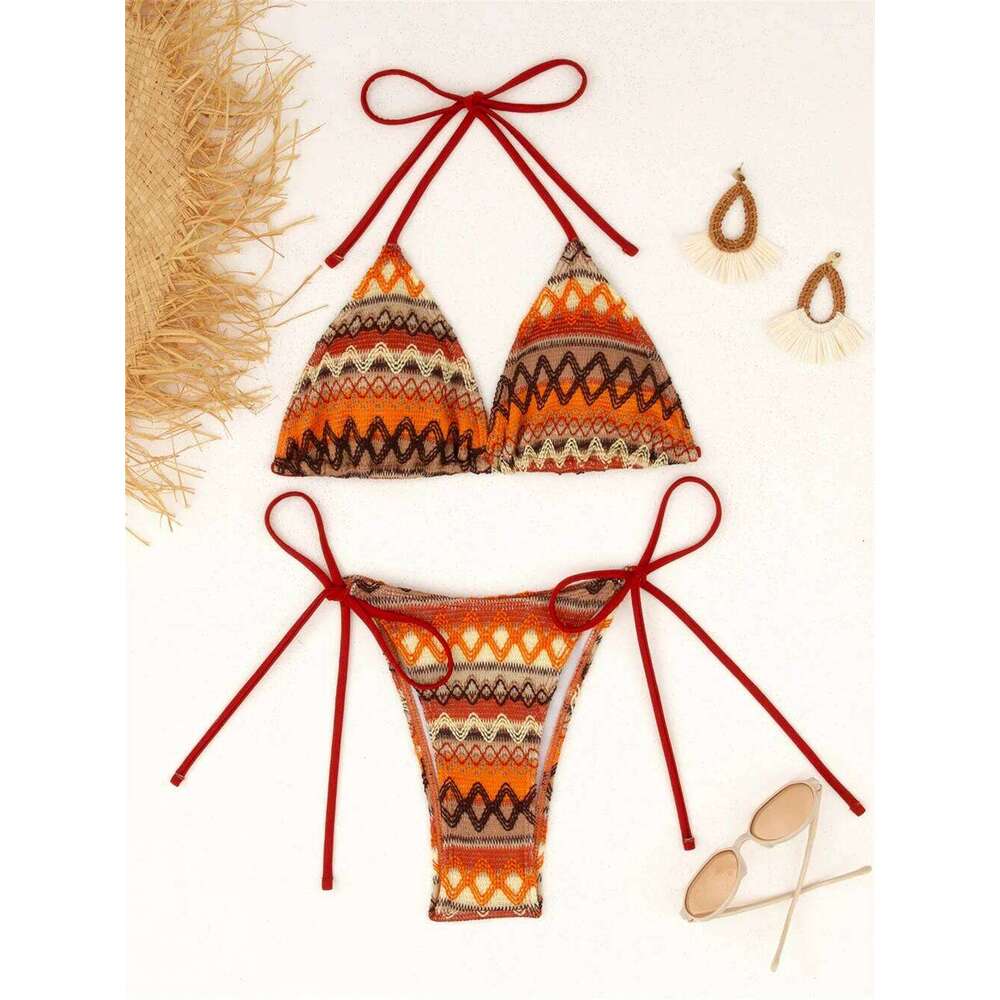 Boho Jacquard Bikinis Sets Embroidery Y2K Swimsuit Push Up Bikini Thong Vacation Swimwears Women Retro Beach Outfit Bathing Suit Z260301