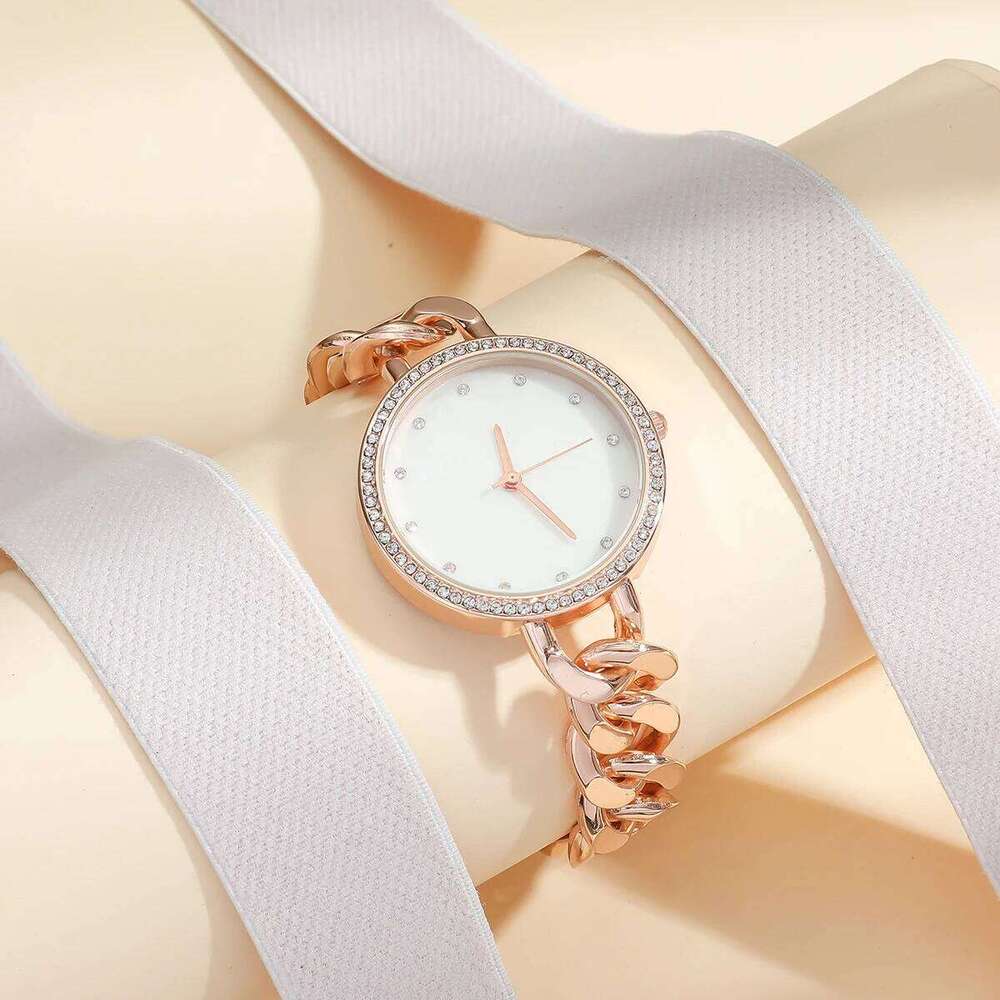 Fashion Simple Diamond Dial Chain Steel Belt Quartz H260228