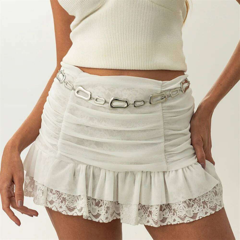 Vintage Punk Irregular Geometry Metal Waist Chain for Women Sexy Gothic Hip Hop Dress Jeans Waistband Long Fashion Jewelry H260228