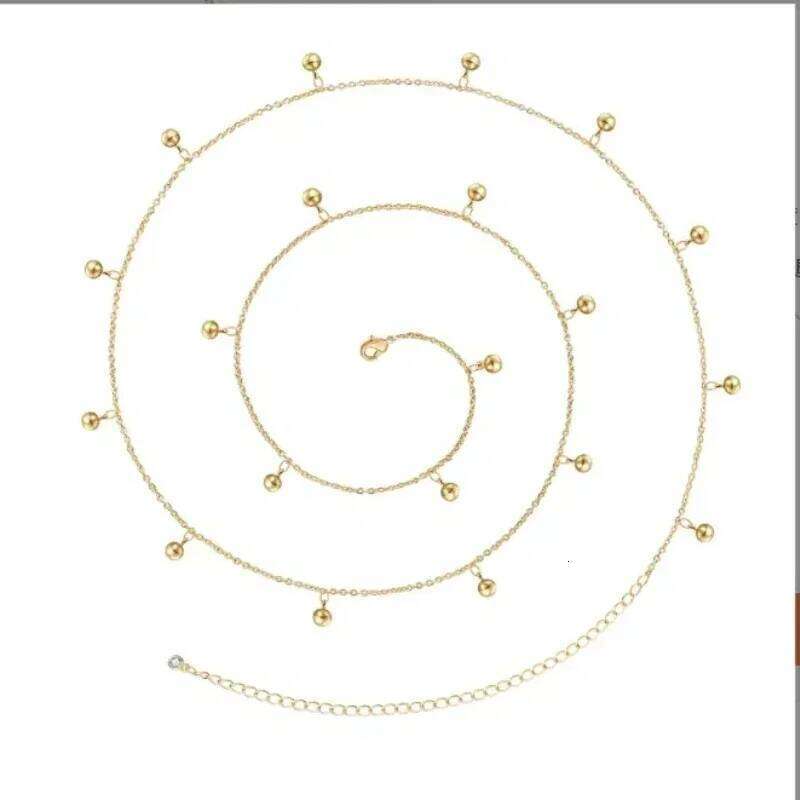 Women's Minimalist Bare New Metal Round Bead Waist Water Droplet Fringe Body Chain Sexy Bikini Accessory H260228