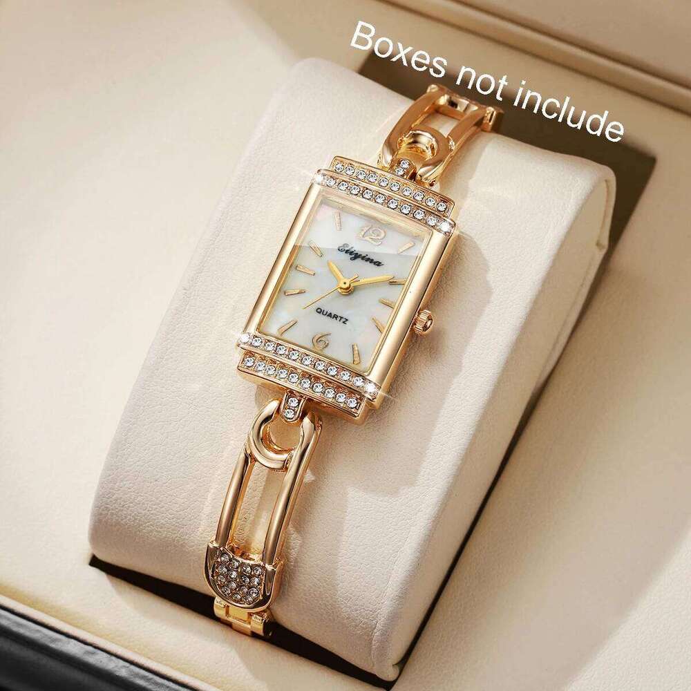 1/4PC Fashion Rhinestone Women es Elegant Rectangle Ladies Strap Quartz Wrist Reloj Mujer Without Box H260228