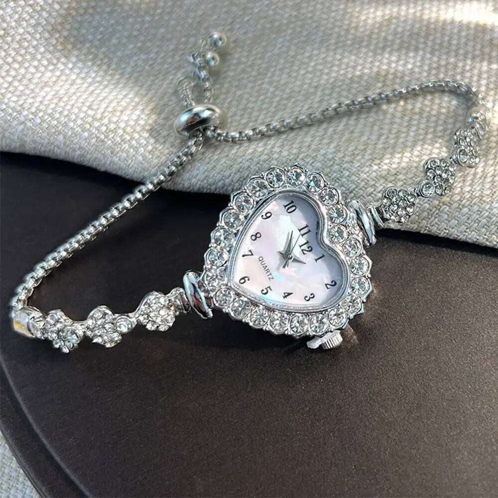 1 pcs New Stainless Steel Heart Shaped Quartz es with Adjustable Exquisite Women's Wrist Decoration H260228