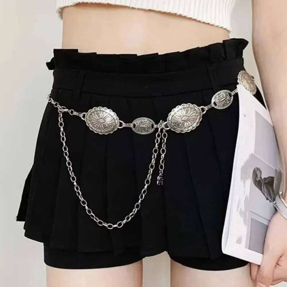 Retro Metal Waist Adjustable Length with Skirt Chain Bohemian Belt Women H260228
