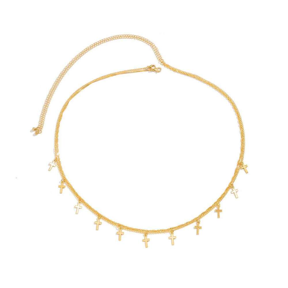 Ingemark Vintage Cross Jesus Pendant Waist Belly Belt for Women Summer Beach Bikinis Sexy Body Chain Festival Accessories H260228