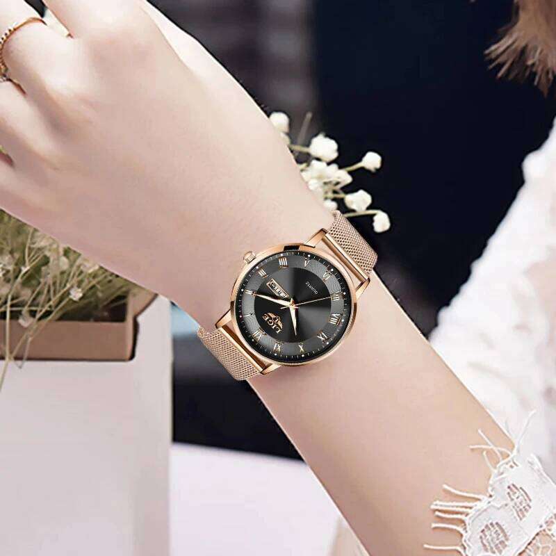 LIGE 2024 New Women Luxury Ladies Creative Steel Women's es Female Waterproof Clock Relogio Feminino H260228