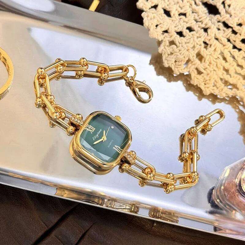 Brand Women Simple Square Green Dial Quartz Fashion Wristes Female Clock Girls Gifts Relogio Feminino H260228