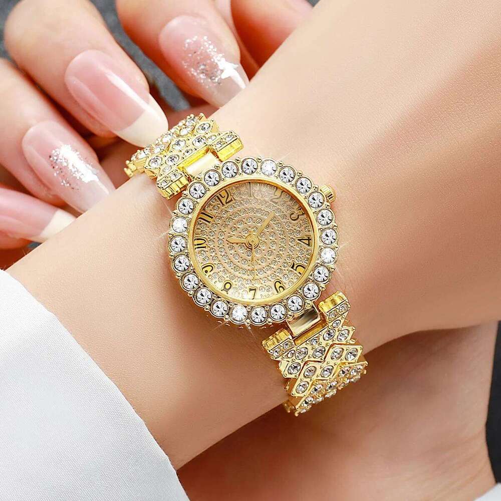 5pcs Luxury Rhinestone Women's Quartz Elegant Ladies Wrist Jewelry SetWithout Box H260228