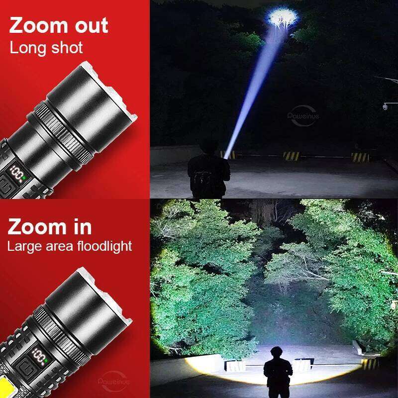 100000LM White Laser Powerful Flashlight Rechargeable Flash Long Range Torch With COB Side Light and OLED Power Display Z260301
