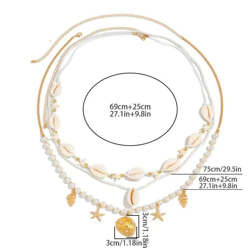 1Set Bohemia Beaded Waist Starfish Scallop Shell Pendant Body Chain For Women Trendy Summer Beach Waistband Bikini Jewelry H260228