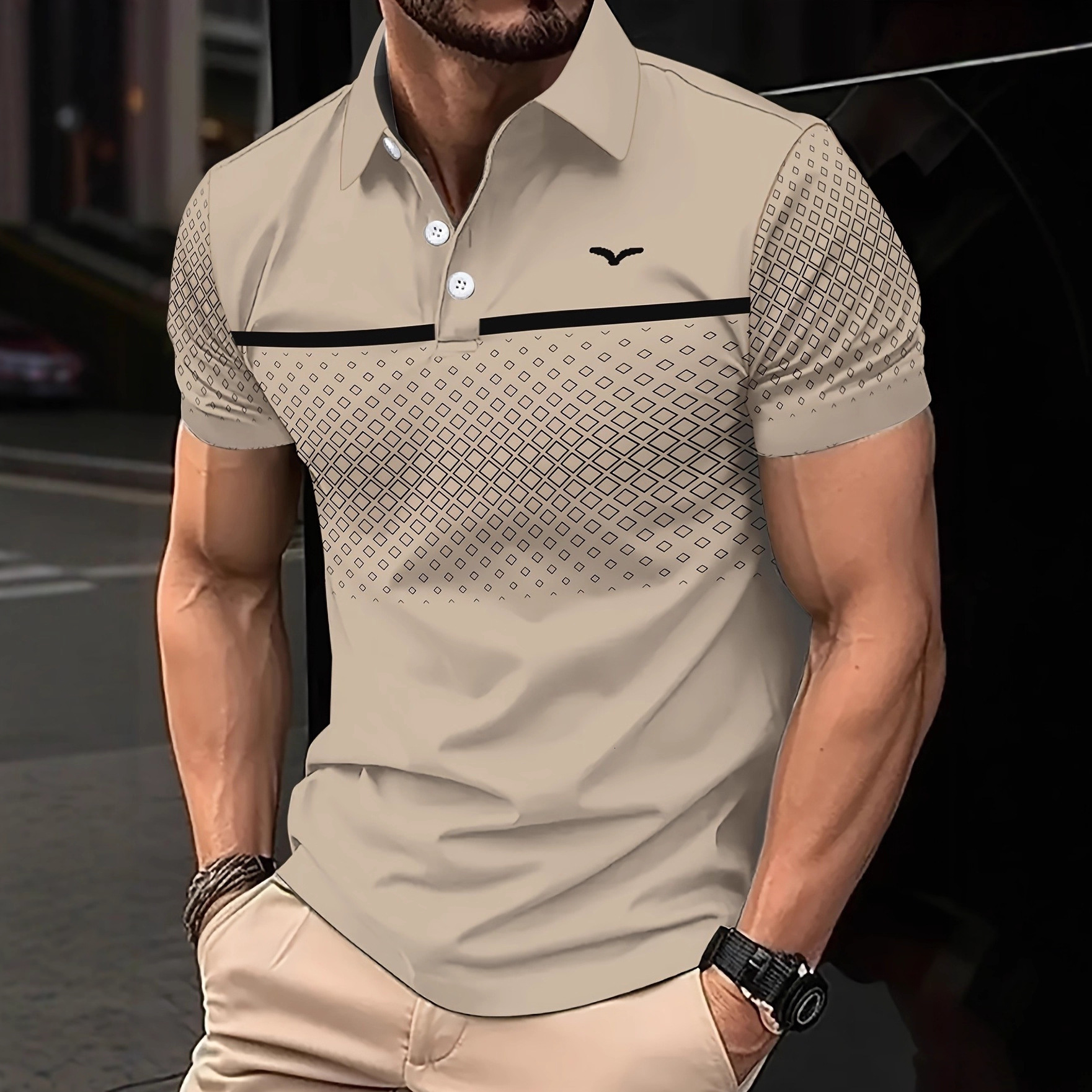 Luxury Brand Designer Clothes Foreign Trade 2025 Hot Sale 3D Digital Print Men's Casual Loose Short Sleeve Polo Shirt Summer Order
