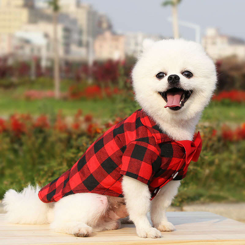 Famous brand Plaid Shirt Suit Wedding Dress Teddy Bichon Small Medium Large Dog Pet Clothes Cat Supplies pupakaIK