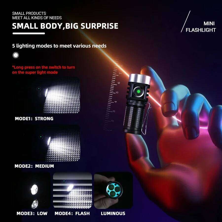 Keychain Flashlight 1000Lm Portable Mini Torch Pocket Lantern Flood Work Light with Magnet IP68 LED Flashligh Z260301