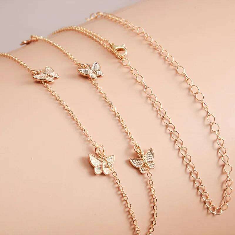 2023 Sexy Double Thin Women's Waist Charming Butterfly Stainless Steel Belly Chain Summer Beach Bikini Body Jewelry H260228