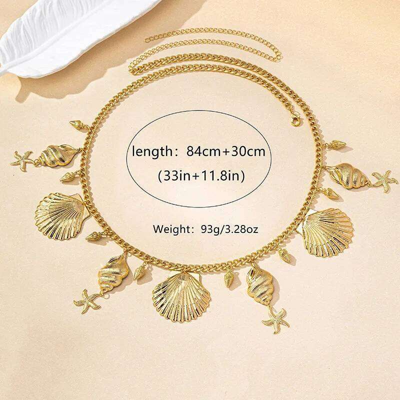 Metal Sea Shell and Starfish Waist Chain for Women Simple Fashion Jewelry Accessories Hot Sale Party Gift 2025 New Style H260228