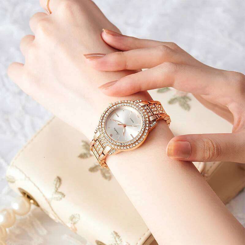 SUNKTA Womens es Fashion Original Quartz Wrist for Ladies Roman Dial Dazzling Diamond Waterproof Luminous H260228