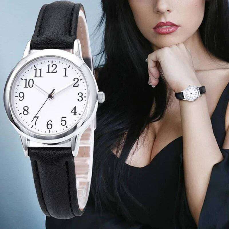 Women Quartz Easy To Read Arabic Numerals Simple Dial PU Leather Strap Lady Candy Color Reloj De Mujer Montre Femme H260228