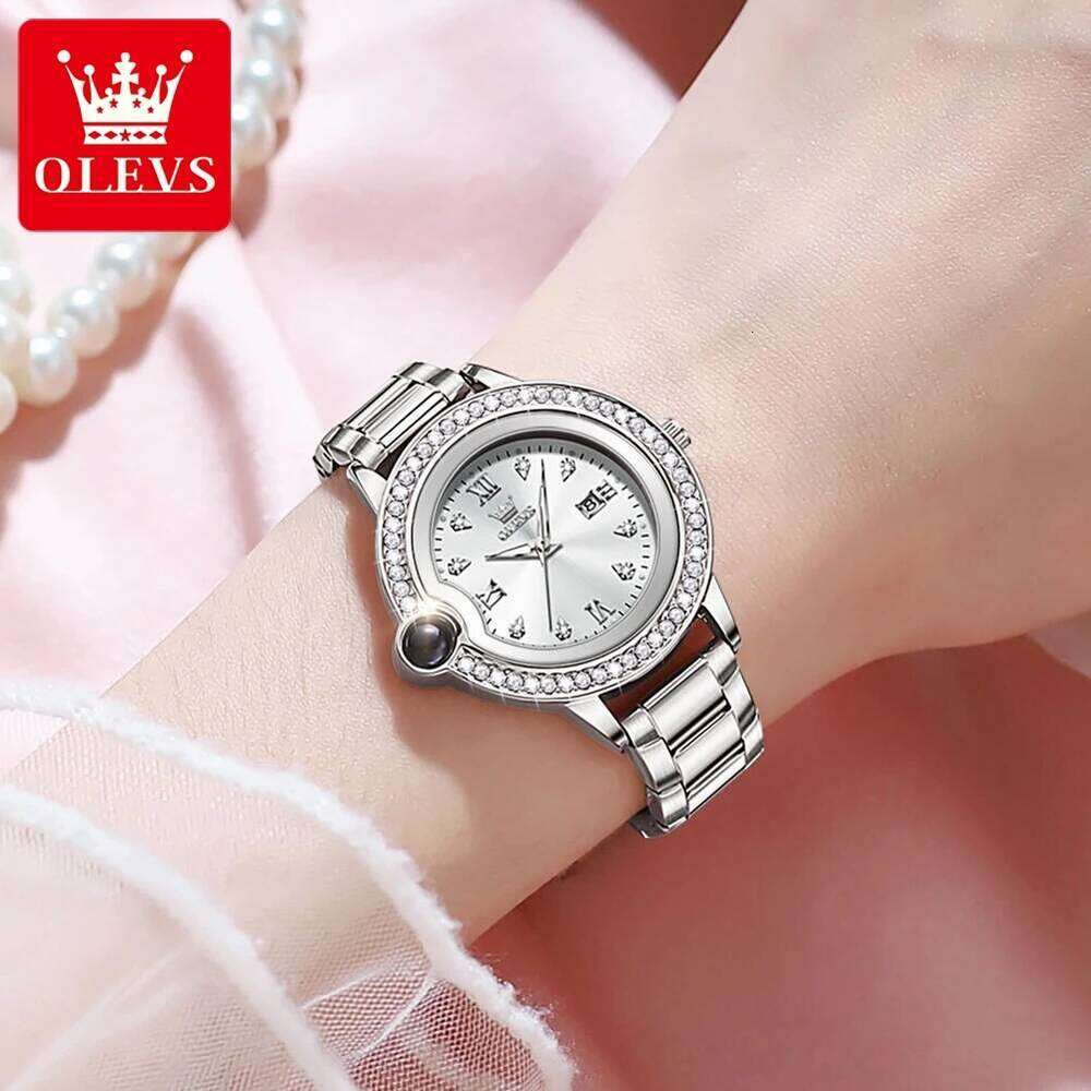 OLEVS 5588 Women's es Original Quartz Ladies Diamond Bezel Wrist Waterproof Automatic Date Reloj Mujer H260228