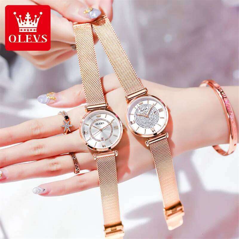 OLEVS Brand Quartz for Women Stainless Steel Waterproof Fashion Diamond Ladies es Relogio Feminino H260228