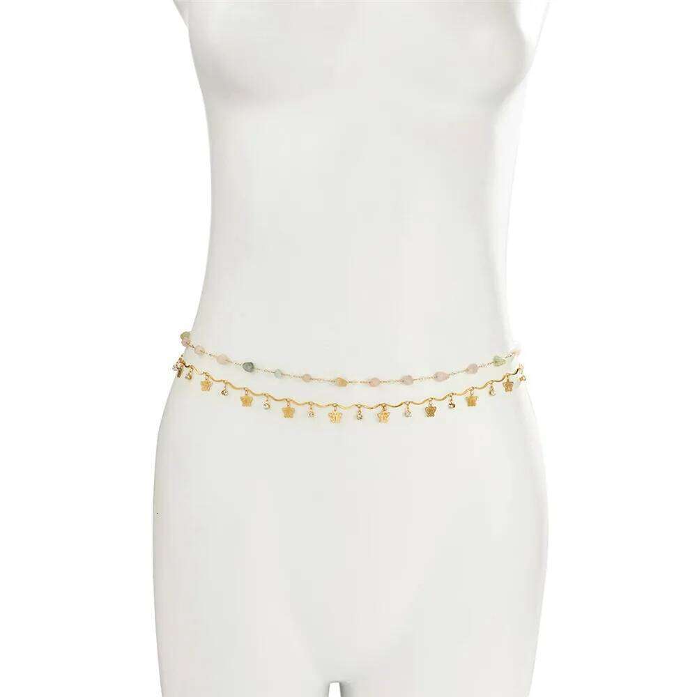 2Pcs/Set Butterfly Pendant Waist for Women Simple Natural Stone Belly Bikini Body Chain Summer Beach Vacation Bijou H260228