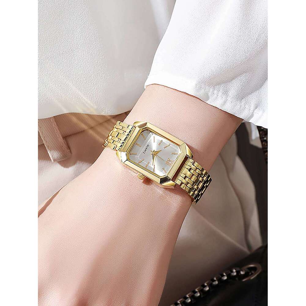 Ladies Quartz Set Square Steel Band Minimalist Design Birthday Gift Compact Jewelry Kit without Box H260228