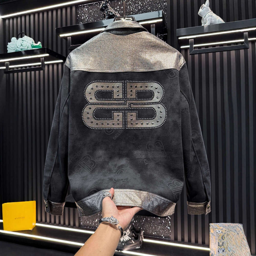 2026 New European Style High - End Light Luxury Casual Men's Letter Print Beaded Jacket