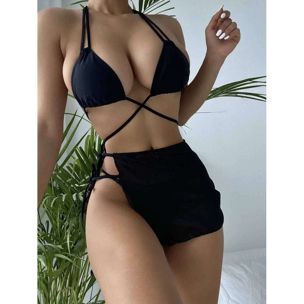 3 Pieces Thong Bikini 2025 Women With Skirt Trikini Swimwear Female Triangle Swimsuit Beach Wear Bathing Swimming Suit Summer Z260301
