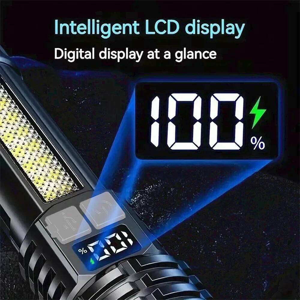 High Power LED Powerful USB Rechargeable COB Flashlight with Side Light Torch for Outdoor Camping Hiking Fishing Z260301