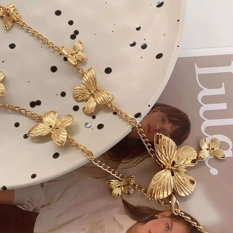 Exquisite Long Tassel chian Butterfly Chain for Women Silver color Metal Belt Lady Body Chains Waist Strap Accessories H260228