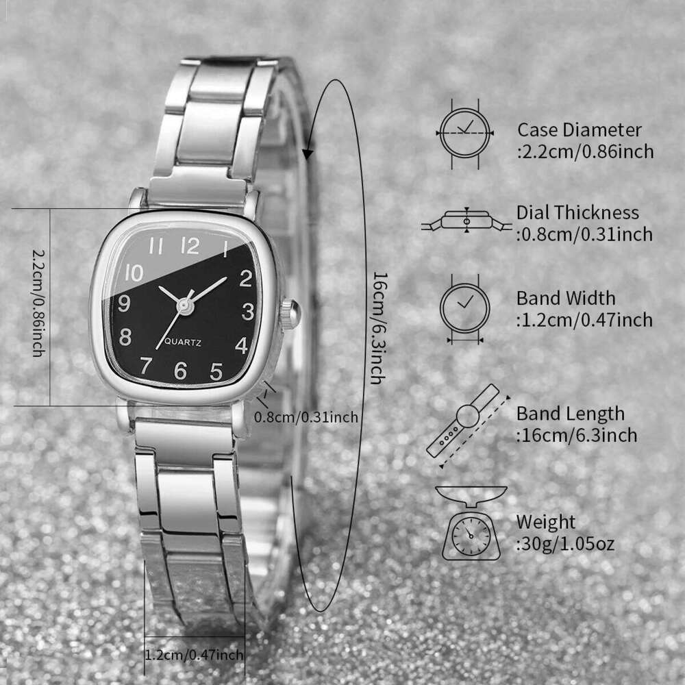 2PCS Fashion Square Arabic Dial Women Quartz Wrist Ladies Alloy Strap With Reloj Mujer Without Box H260228