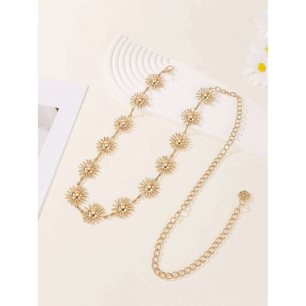 Golden sunflower metal trendy waist chain adjustable hottie dress suit accessories H260228