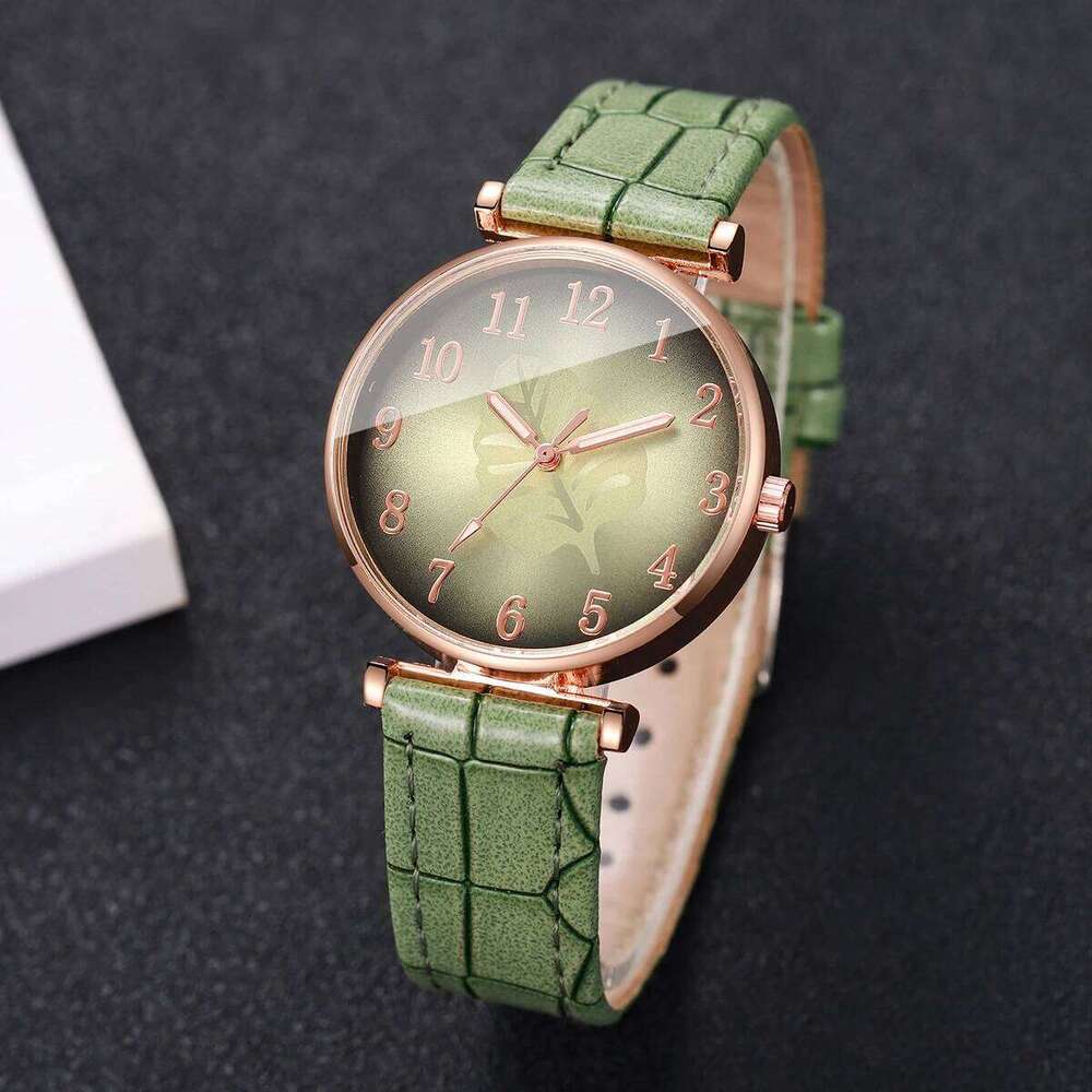 Fashion Leaf Dial Women Wrist Elegant Leather Strap Quartz For Ladies Clock Reloj Mujer Without Box H260228
