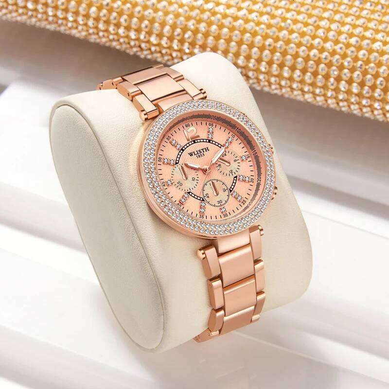 Women's Original Quartz for Ladies Stainless Steel Wrist Business es Luminous Rhinestone Dial reloj H260228