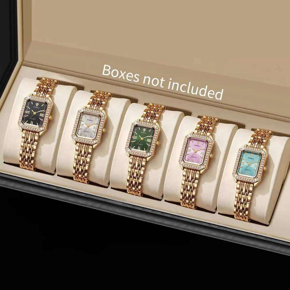 1/2/3/5PCS Fashion Rhinestone Rectangle Women es Strap Ladies Quartz Wrist Reloj MujerWithout Box H260228