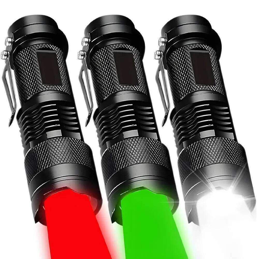 A set of multiple red, green, white three light flashlights, weighing 52 grams and lightweight, convenient for daily carry Z260301