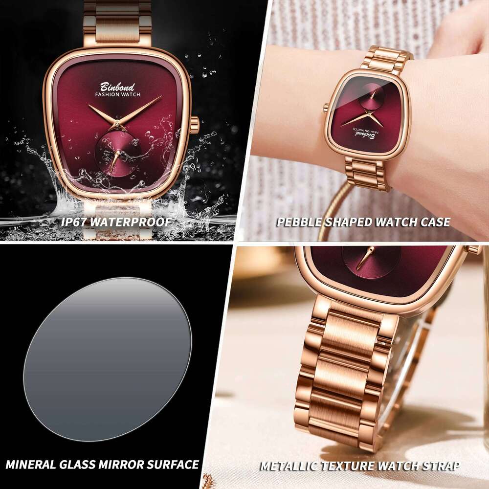 BINBOND Fashion Waterproof Stainless Steel Women's Simple High Quality Quartz es for woman H260228