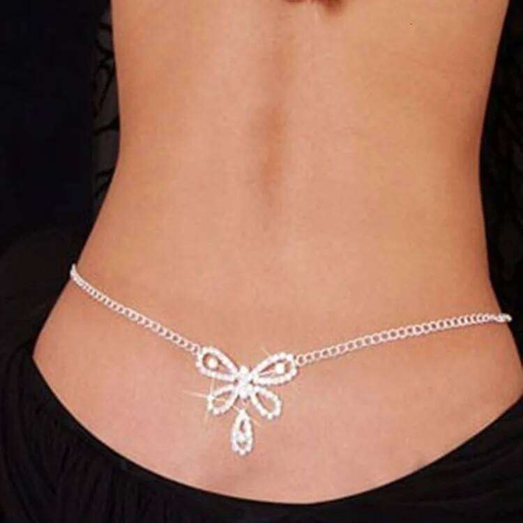 Rhinestone Crystal Chains Heart Pendant Summer Beach Waist Body Festival Belt Belly Jewelry Women H260228