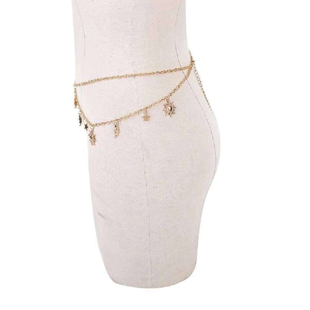 Fashion Charm Sexy For Women Star Moon Sun Pendant Tassel Belly Waist Chain Female Summer Beach Party Body Jewelry H260228