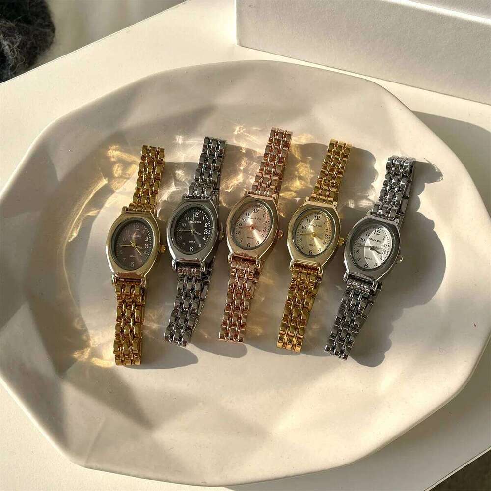 Luxury Oval es for Women Ladies Steel Strap Gold Simple Arabic Numerals Dial Quartz Wristes Relojes H260228