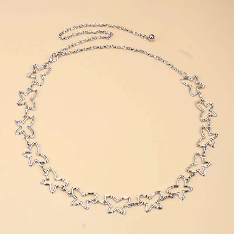 Boho Silvery Butterfly Waist Belly for Women Summer Sexy Bikini Belt Adjustable Body Chain Festival Jewelry Accessories H260228