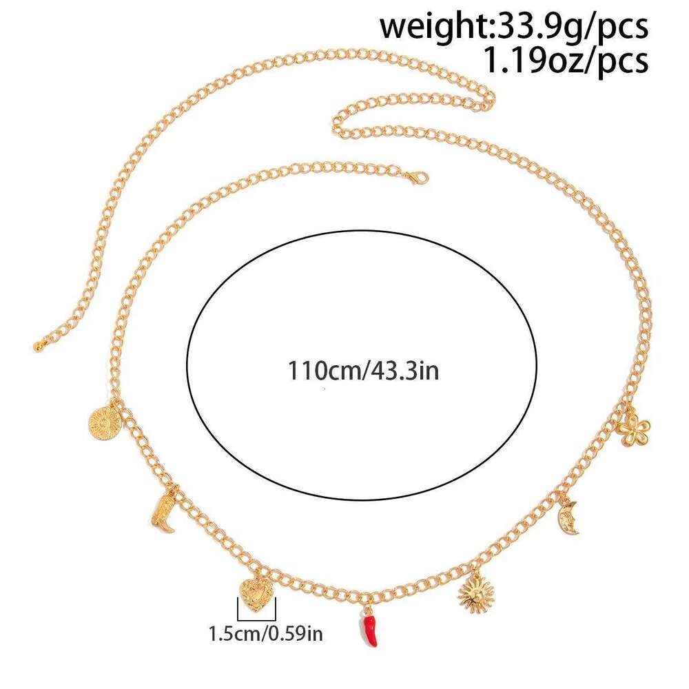 Sexy Hot Girl Peach Heart Chili Pendant Waist Women's Beach Bikini Festival Body Chain Jewelry Accessories H260228